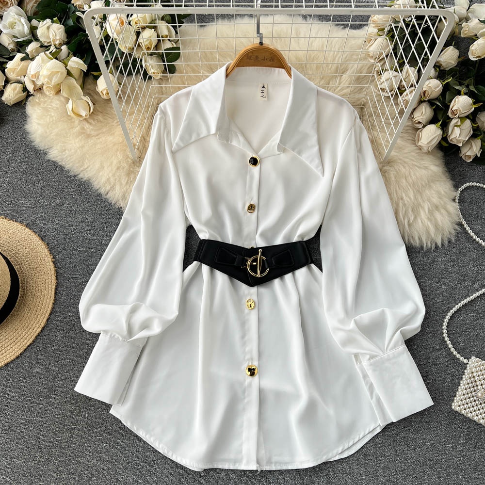 Corset Waist Cinch - E Vestido Csero Blanco de Manga
