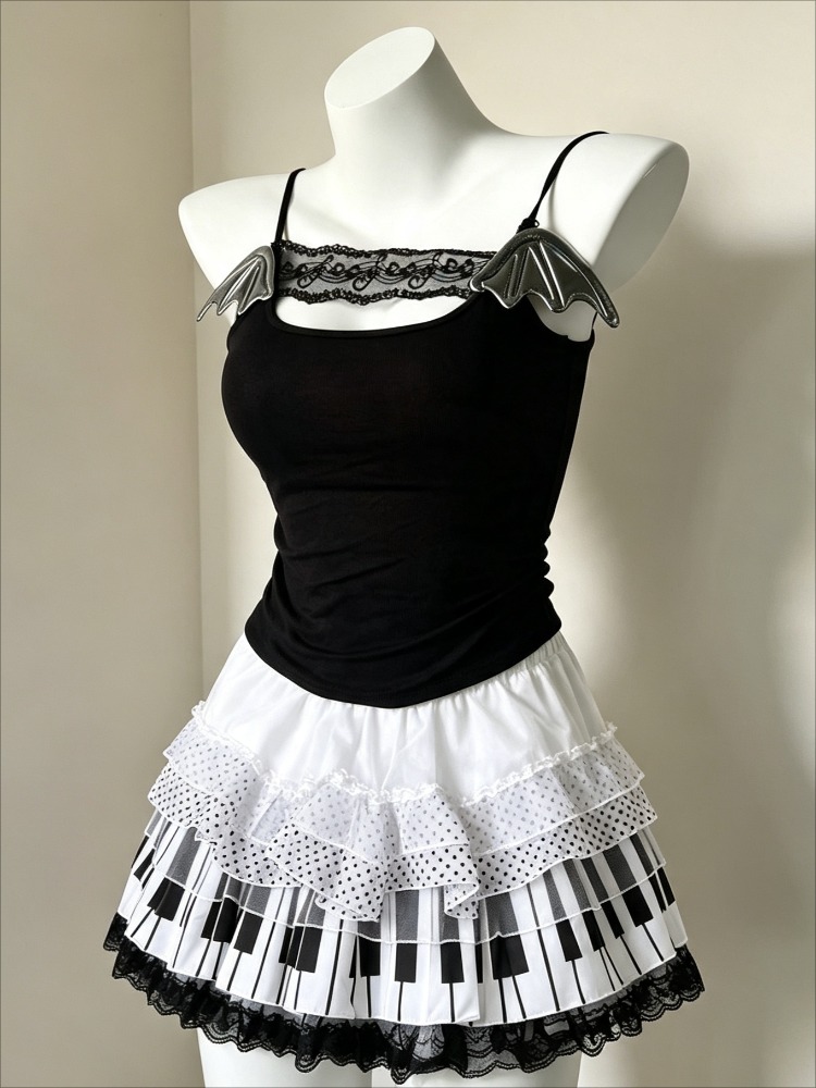 Cami Top Lace - Conjunto Retro de Dos Piezas Estilo