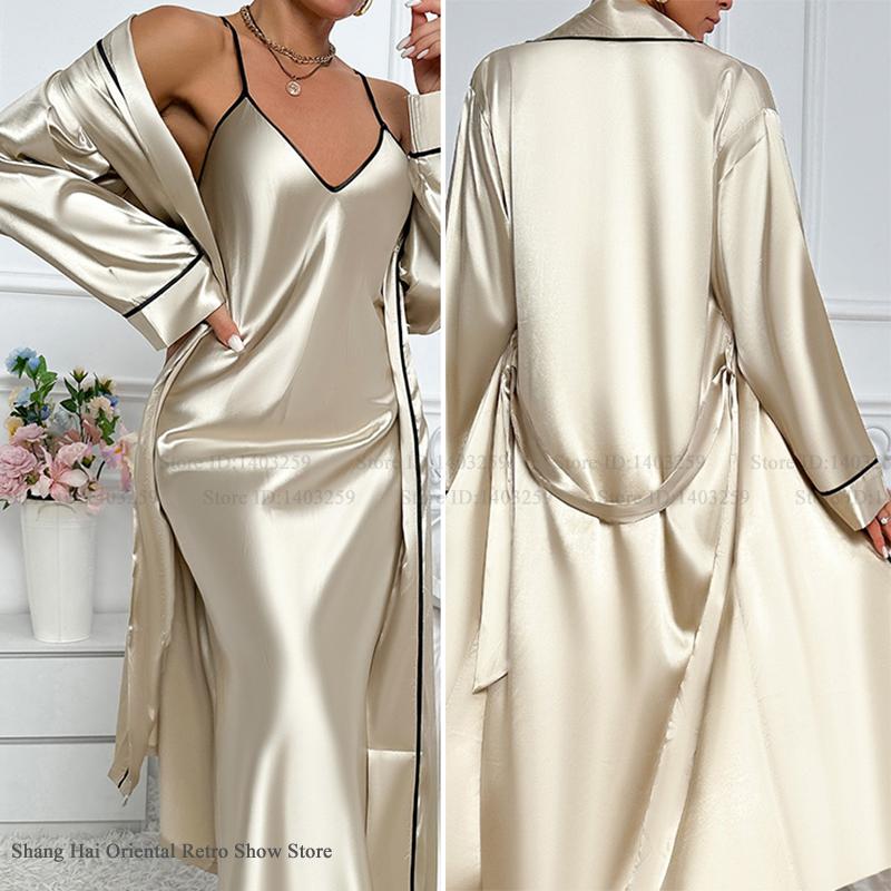 Conjunto de bata larga Sexy pa - Robe Silk Women reseña y precio