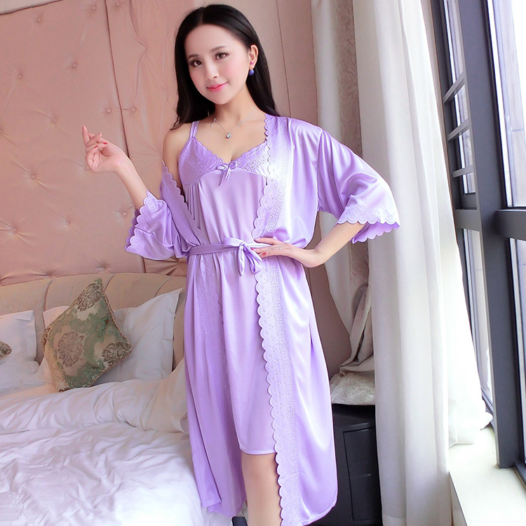 2 unids/set de camisones de sa - Robe Silk Women reseña y precio
